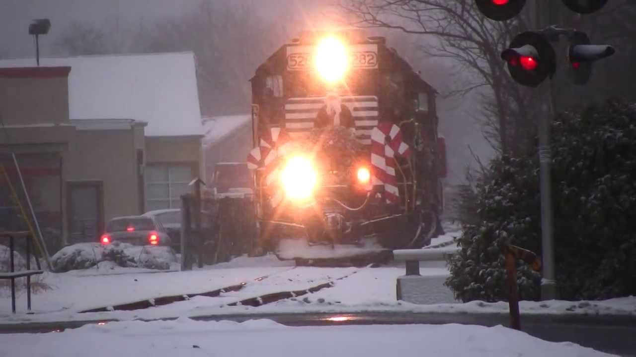 HD: 2013 CONRAIL Santa Train - Santa, Snow, Fire Engines and Lots of Train Horn!