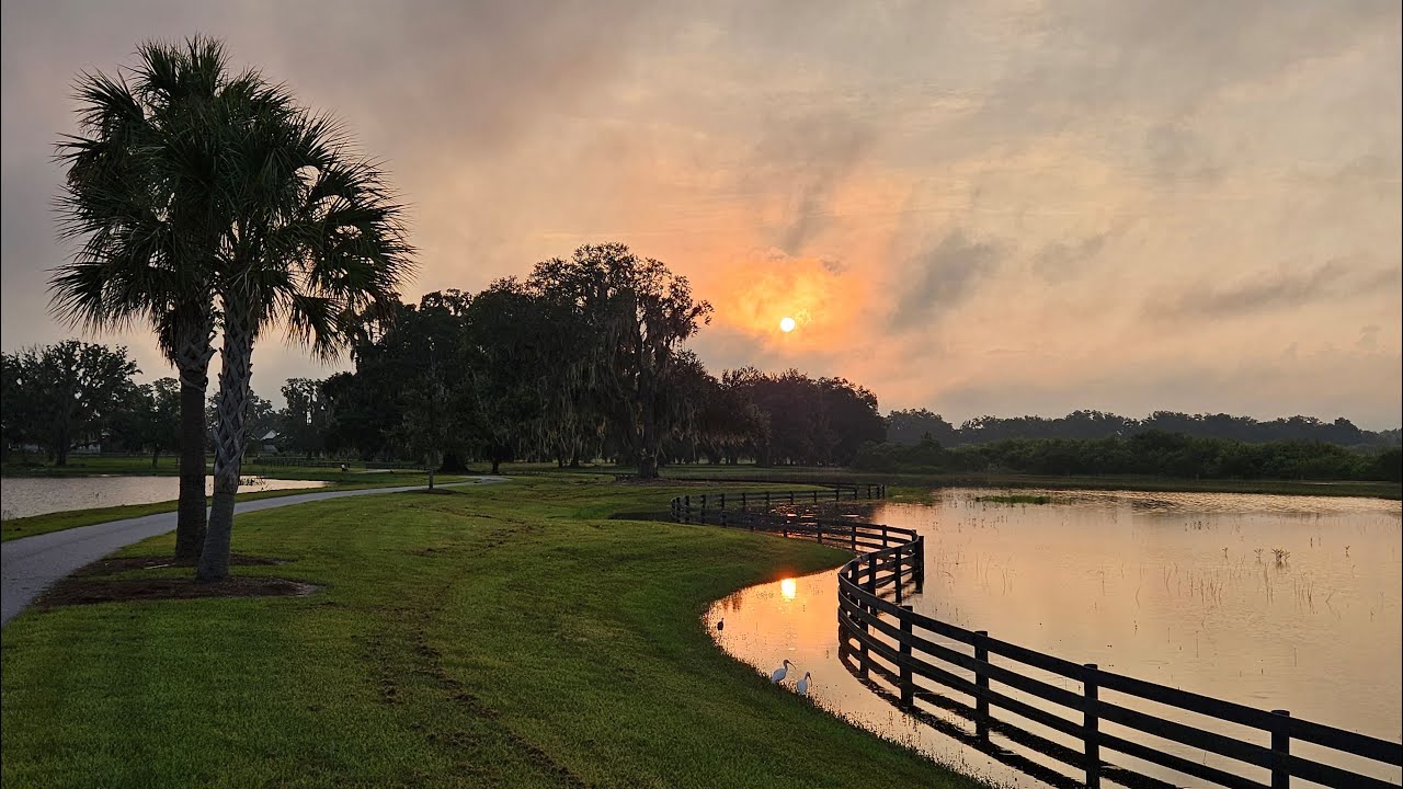 Hogeye Pathway in The Villages. A nice sunrise walk shows all the water from recent storms.