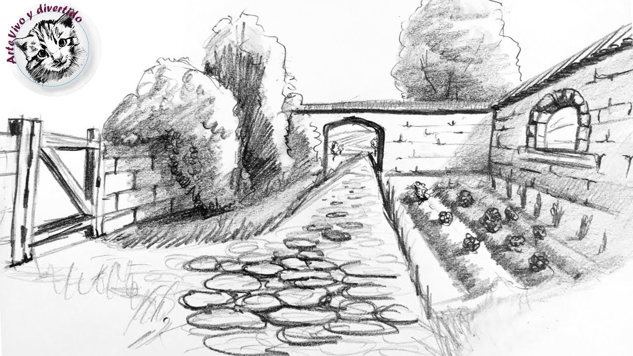 Como Dibujar un Paisaje en Perspectiva de Un Punto Paso a Paso y muy Facil