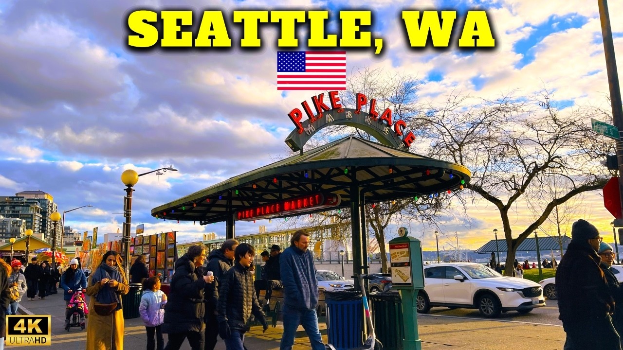 👉 SEATTLE at SUNSET 🌇 | Pike Place to Downtown Night Walk (4K)
