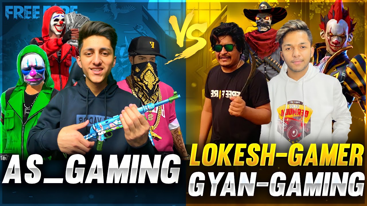 As Gaming Vs Lokesh Gamer & Gyan Gaming Best Clash Squad Battle 😍 Who Will Win - Garena Free Fire