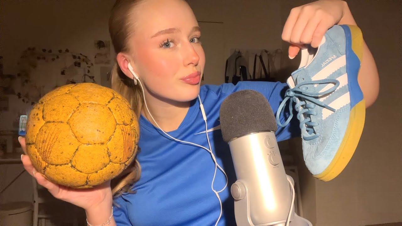 ASMR with handball equipment 🤾🏼‍♀️ ‧͙⁺˚* close whispers, sticky ball and shoe tapping