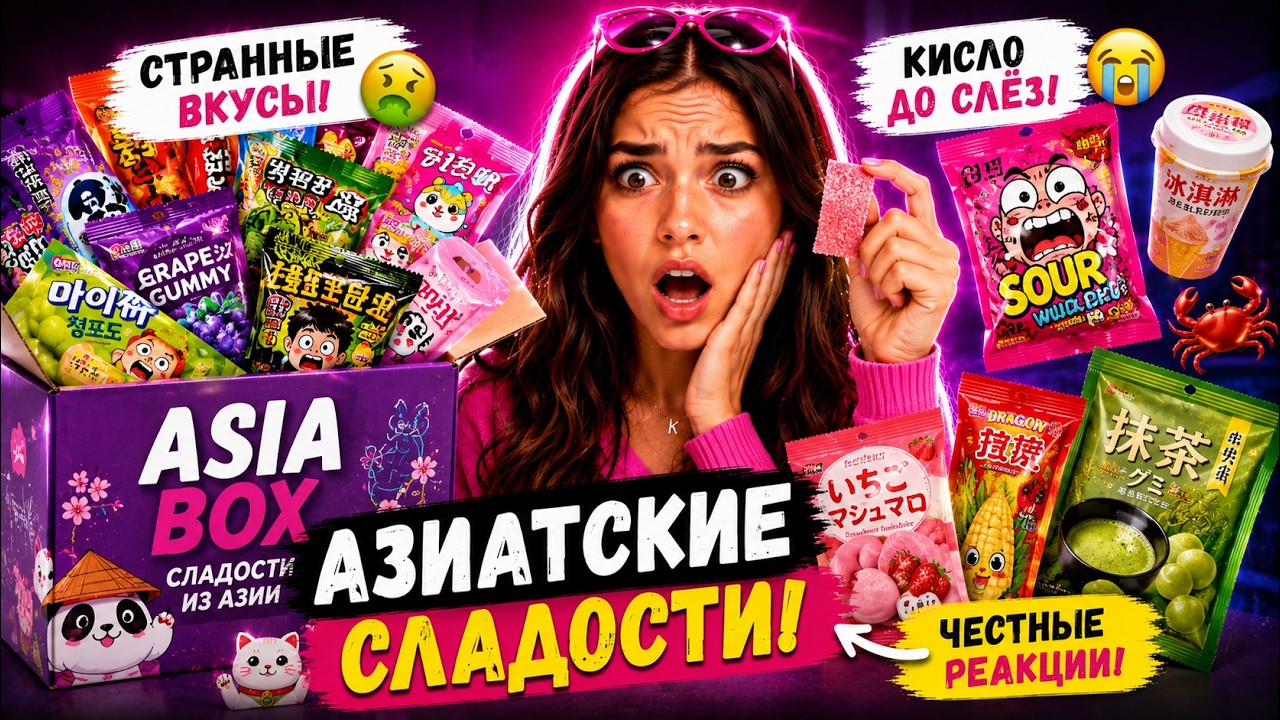 ПРОБУЕМ САМЫЕ СТРАННЫЕ СЛАДОСТИ ИЗ АЗИИ 🤢 Семейный фуд челлендж