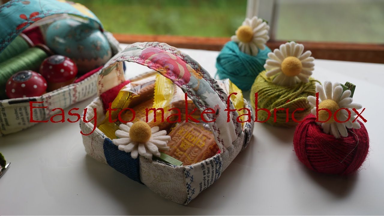 [超簡単作品]布の箱の作り方//size/4cmx12cmx12cm//Easy to make fabric box