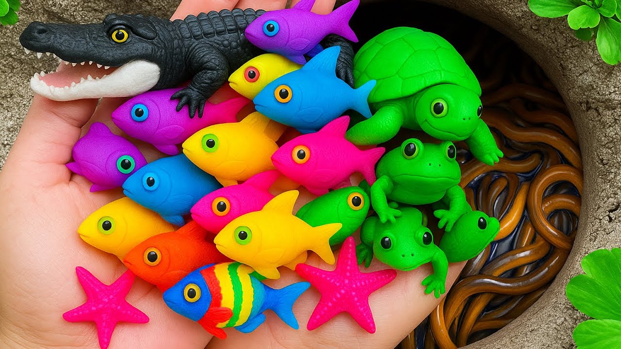 Amazing Colorful Sea Animals Rescue! 🐊🐢🐠#fishcatching#funny#fishing 