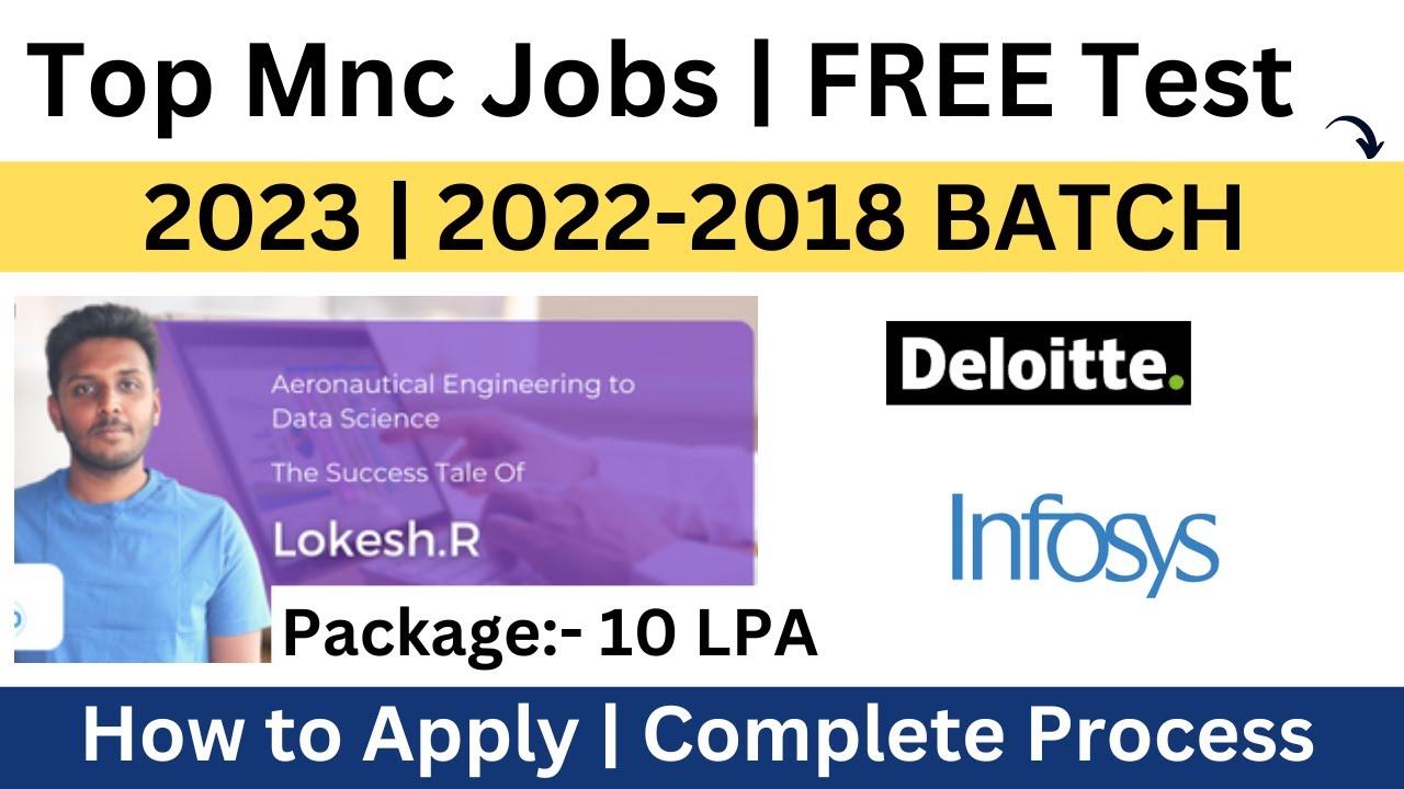 Top Mnc Jobs | FREE Test | 2023 | 2022-2018 BATCH | Lokesh Selected | Package:- 10 LPA | Apply