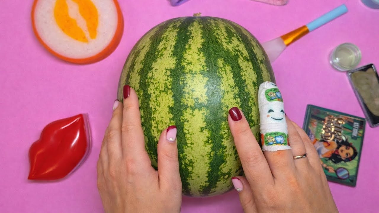 ASMR Makeup on Watermelon 🍉 (No talking)
