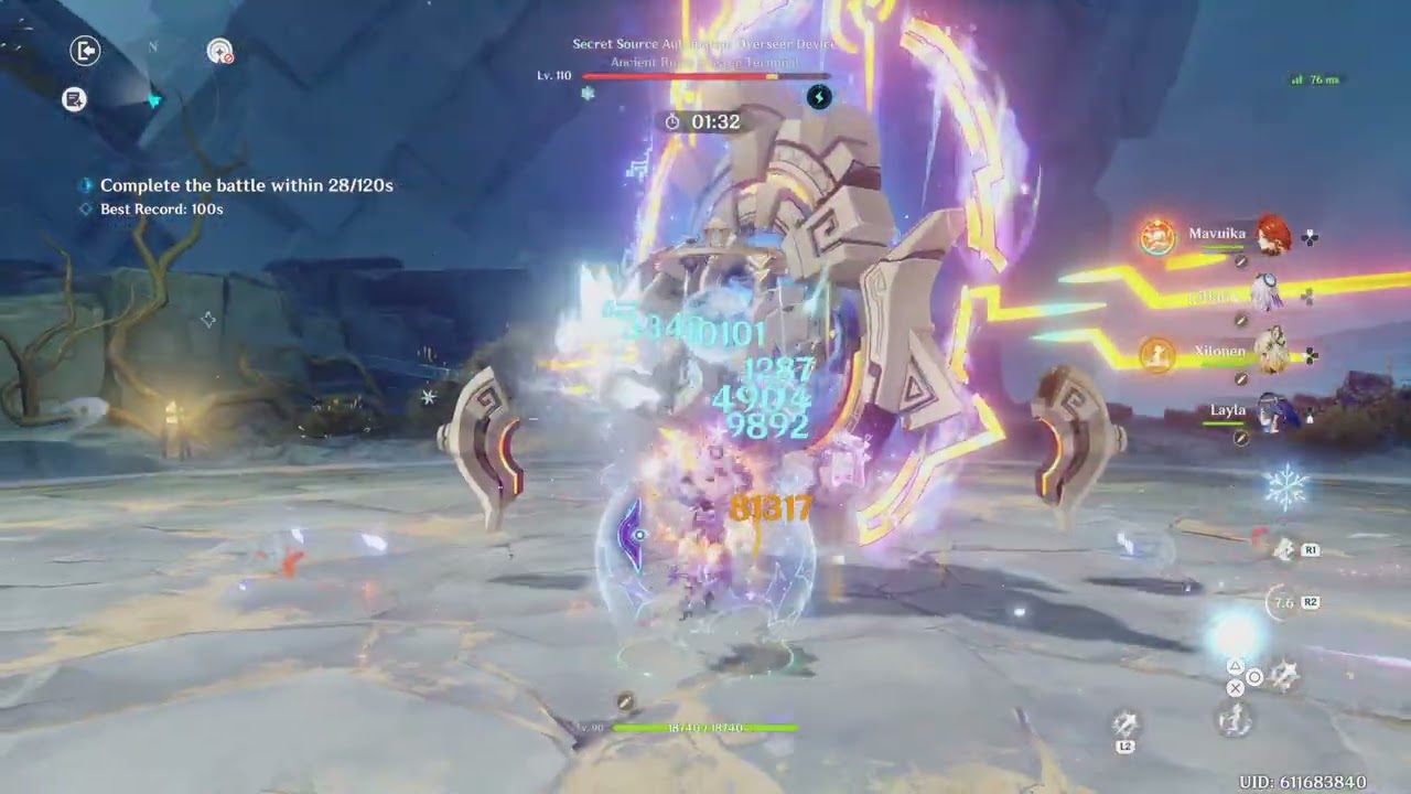 Off-Field Mavuika (C6, Skill-Only) vs Secret Source Automaton (Stygian Onslaught Stage 6 (83s))