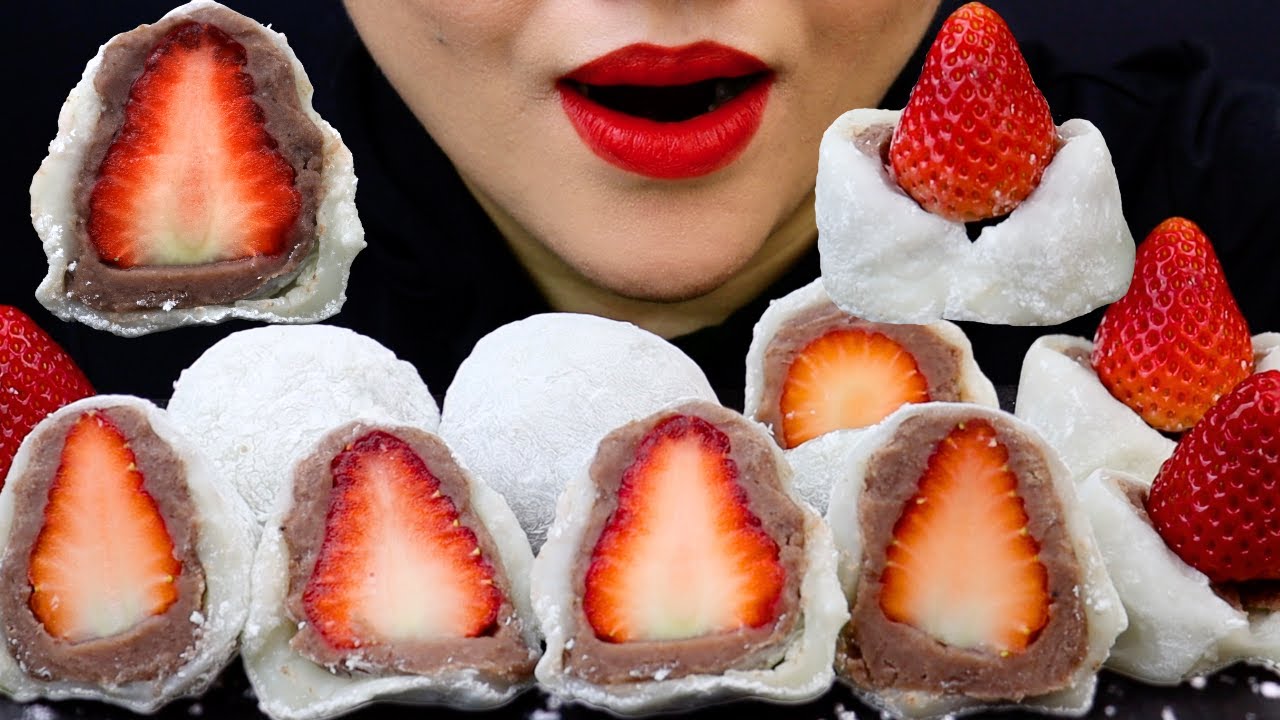SOFT & CHEWY STRAWBERRY DAIFUKU ASMR 🍓❤️ | HOMEMADE | KLE ASMR