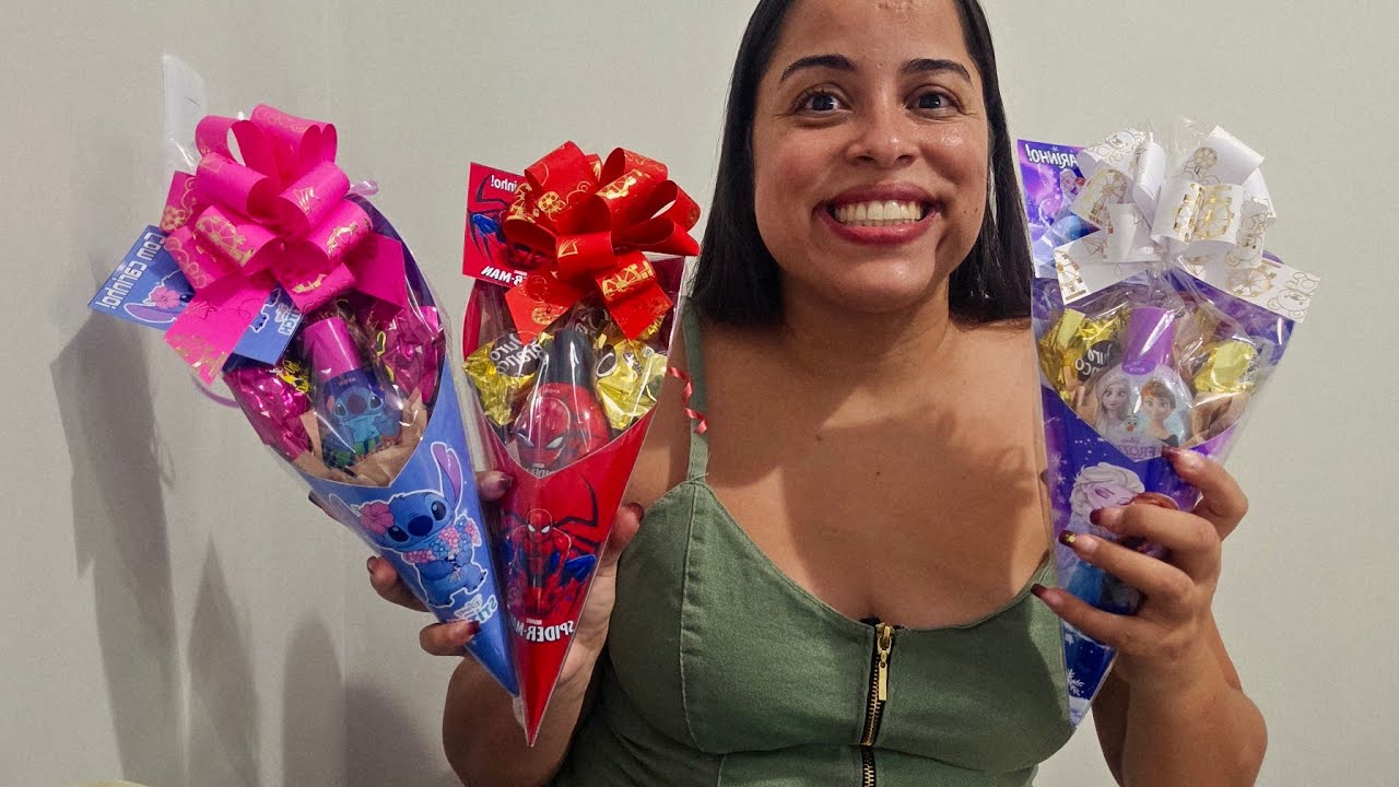 CONE/ BUQUE- PRESENTE CRIATIVO PARA O DIA DAS CRIANÇAS, ANIVERSÁRIO E DIA A DIA -DIY Presentes 