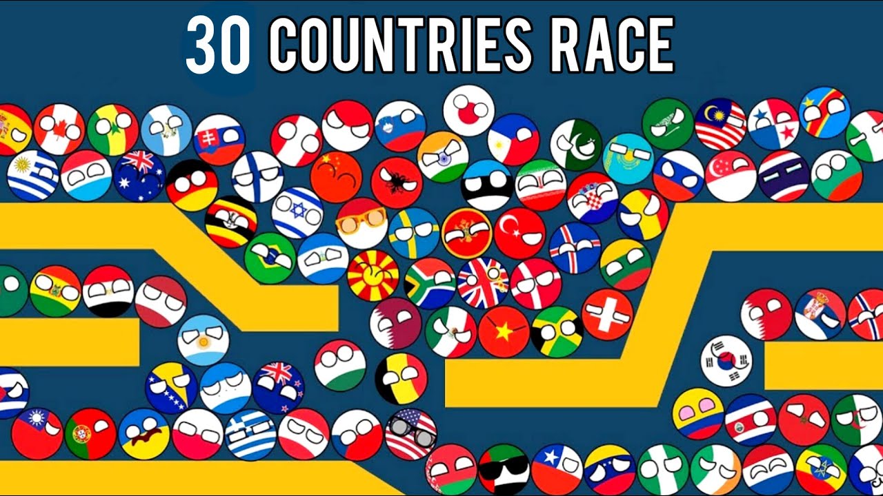 30 Countries Marble Race In Algodoo