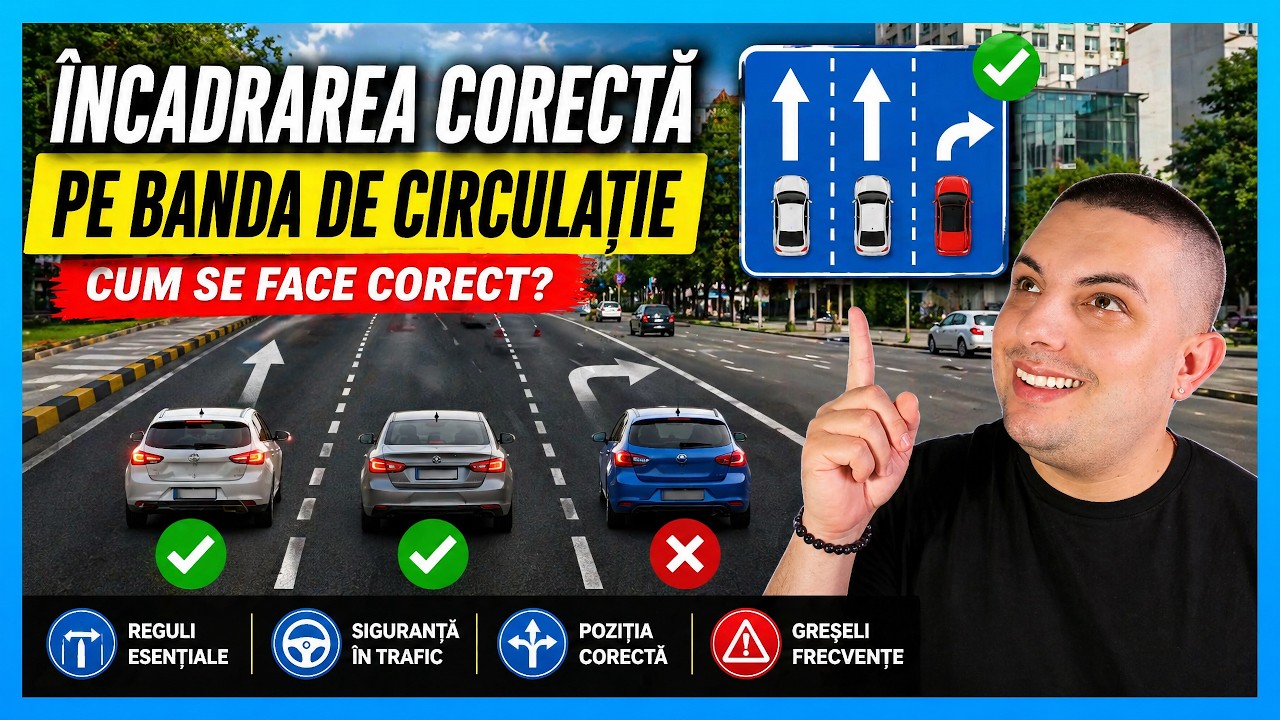Incadrarea corectă pe banda de circulație - ocuparea părții carosabile - Obține Permis 2024
