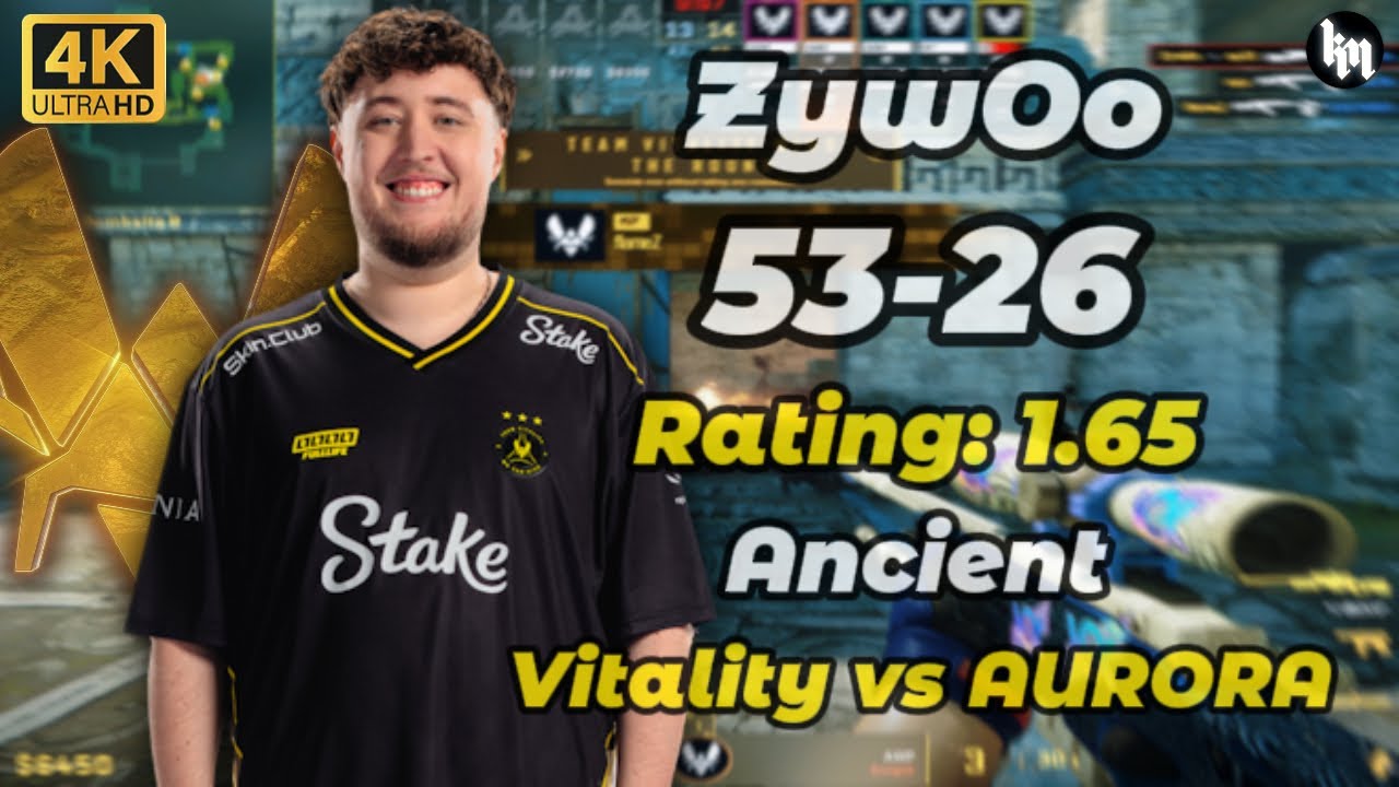 🔥ZywOo (53-26) Vitality vs Aurora (Ancient) IEM Krak&oacute;w 2026 #cs2 #vitality  #zywoo