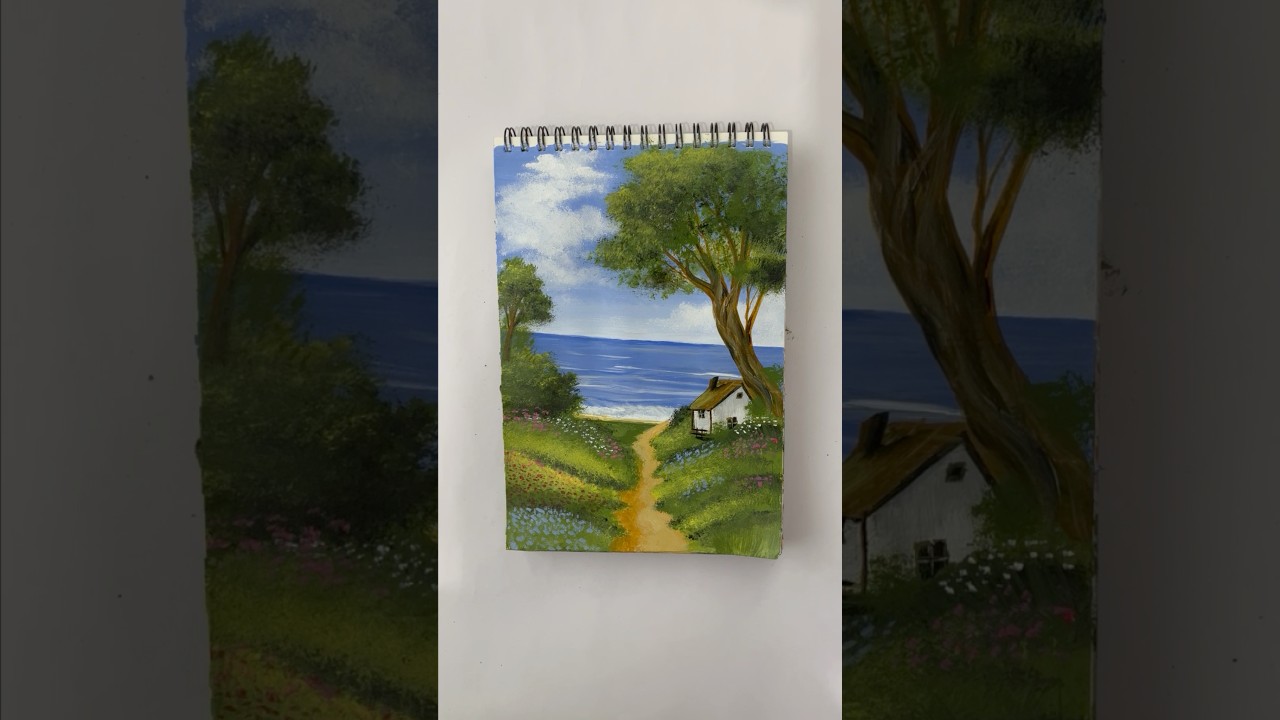 Beautiful landscape scenery painting #art #drawing #youtubeshorts #paintingtutorial #painting