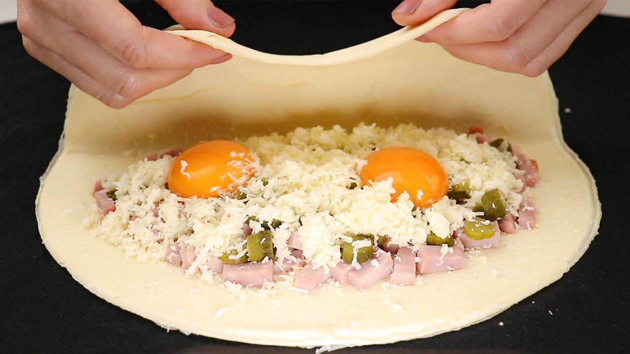 Вкуснее, чем пицца! Кальцоне из магазинного слоеного теста и простых ингредиентов! АСМР