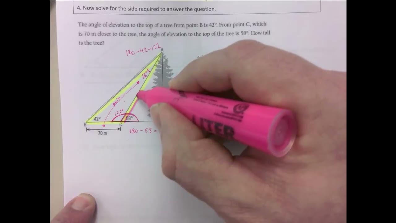 TRIG PROBLEMS INVOLVING MULTIPLE TRIANGLES - START WITH TRIANGLE WITH MOST INFORMATION