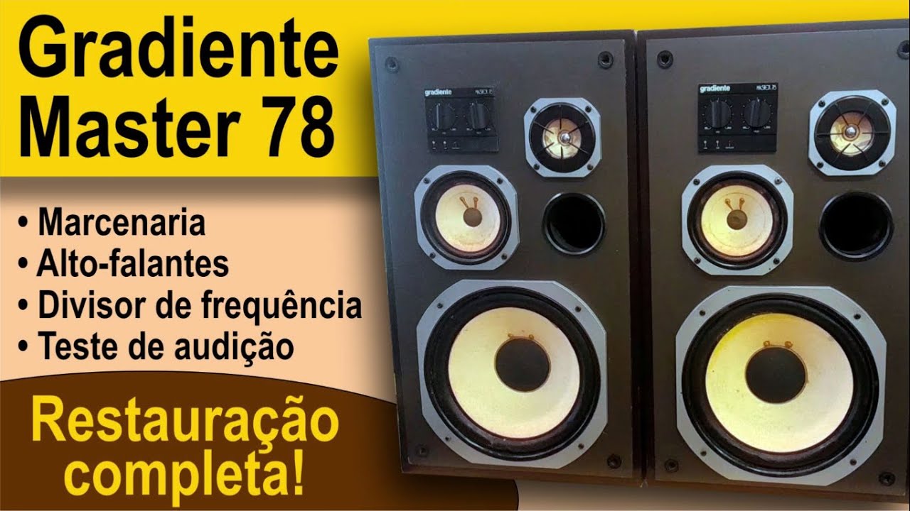 Caixas Gradiente Master 78 - Restauração completa - Marcenaria, divisor, falantes e teste de audição