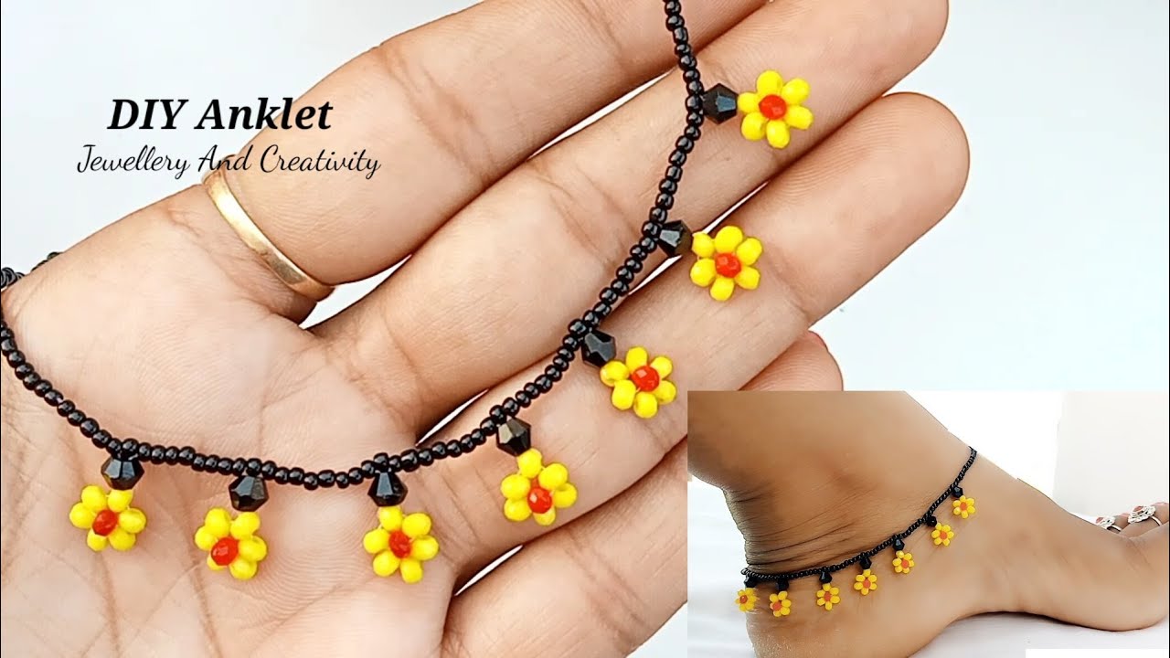 Sunflower Jewelry/How To Make Anklet/How To Make Jewelry/Beaded Anklet