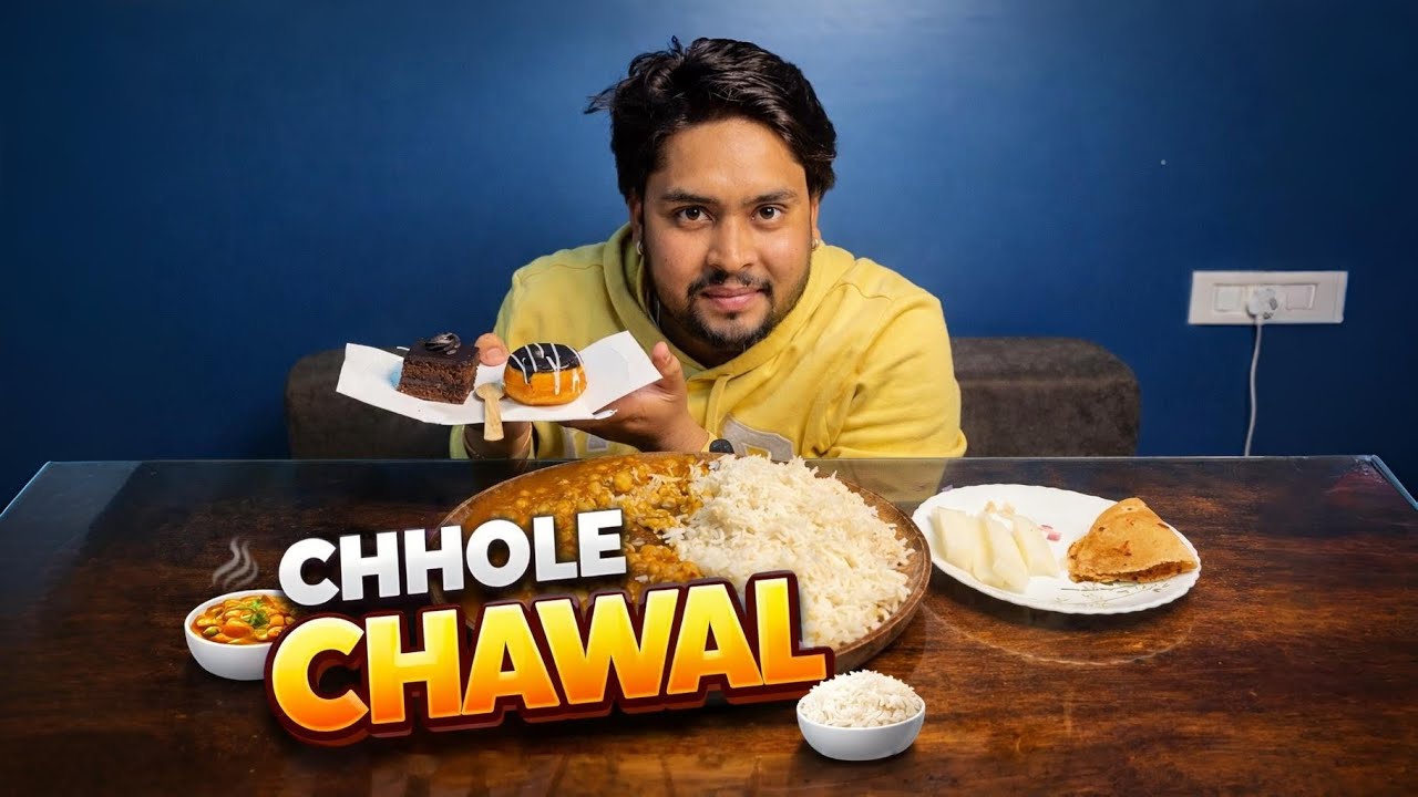 ASMR Eating Tasty Chole Chawal & Truffle pastry Mukbang