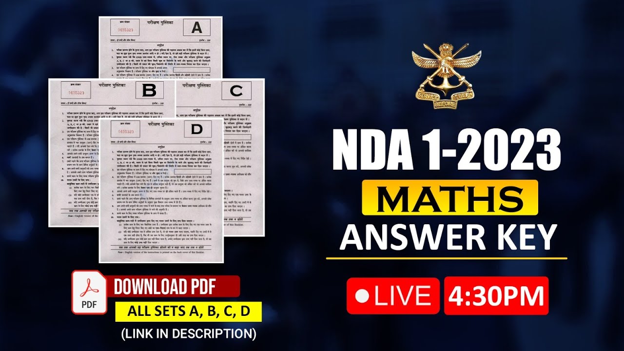 NDA 1 2023 Maths Answer Key |  NDA 1 2023 Answer Key for Maths | NDA 1 2023 Answer Key of All Set