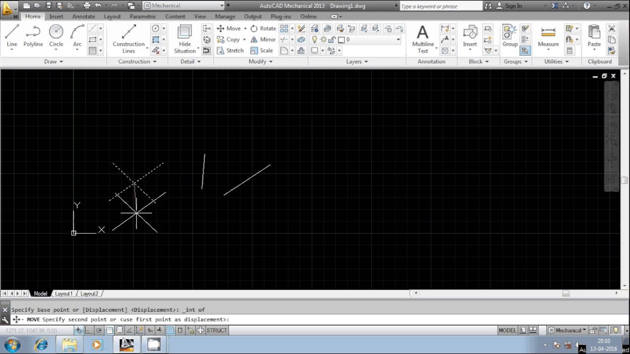 INTERSECTION OBJECT SNAP MODE IN AUTOCAD