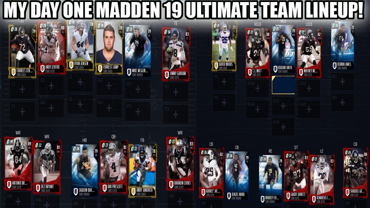 MY FIRST MUT 19 LINEUP! MY DAY ONE MADDEN 19 ULTIMATE TEAM! | MADDEN 19 ULTIMATE TEAM
