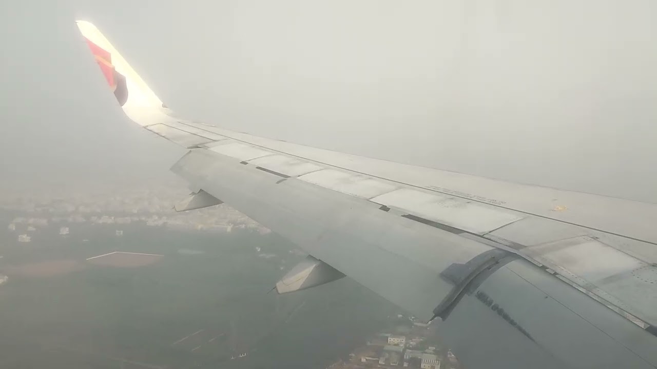 Air India Airbus A320 Neo landing into Chennai airport.