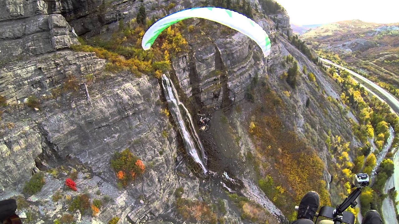 Paramotor Bridal Veil Falls!!! Powered Paragliding Exploration Of Mountains & Canyons Fall Colors!!!