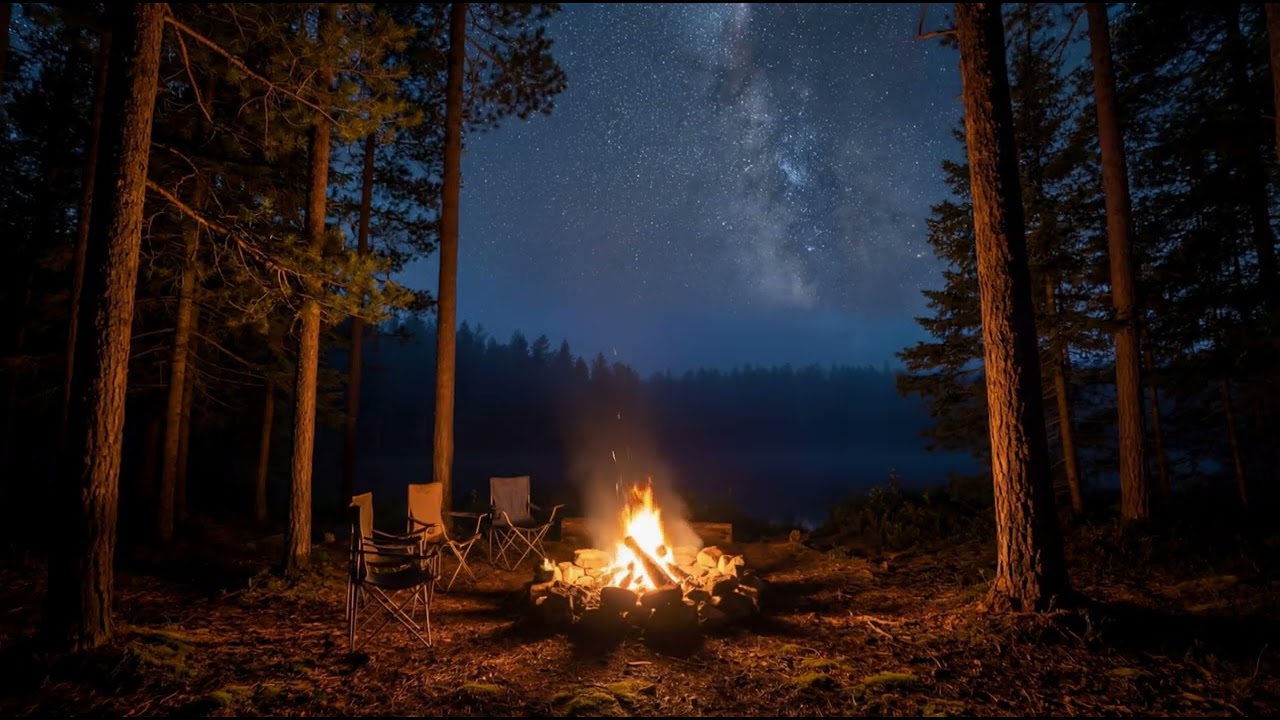 Cozy Campfire in the Forest at Night 🔥 Relaxing Nature Sounds for Sleep (1 Hour)