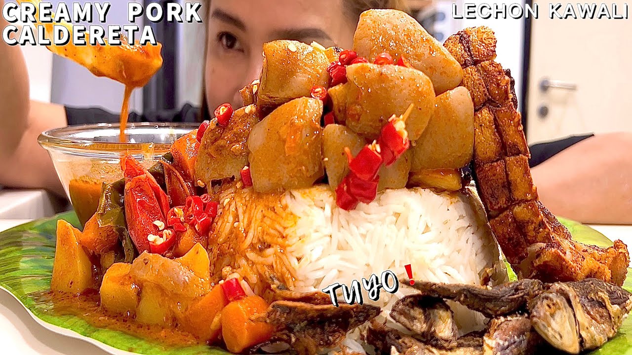 CREAMY PORK TABA AND RIBS CALDERETA + LECHON KAWALI SA AIR FRYER + TUYO | SARAP❗️MUKBANG