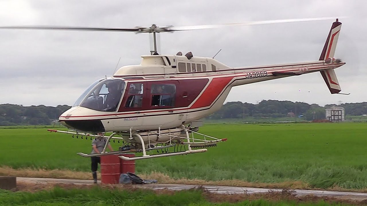 【2025ヘリコプター航空防除作業】ヘリサービス Bell 206B-3 JA9869 帰投 /Helicopter Crop Dusting in Japan.