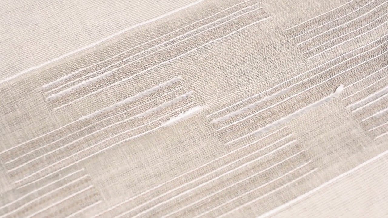 Gardinenstoff nat&uuml;rliche Strukturoptik Streifen halbtransparent beige natur 150cm Breite