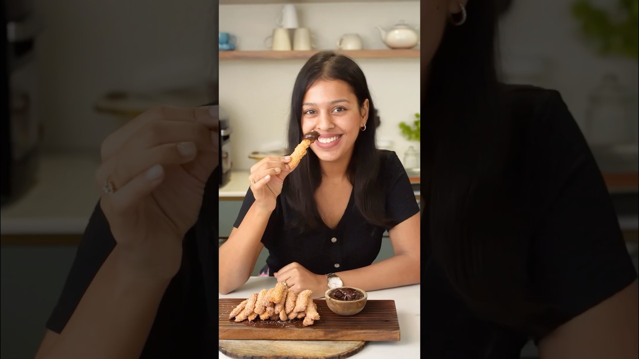 Best ever churro cookies 🍪 eggless crispy cookies with chocolate sauce!