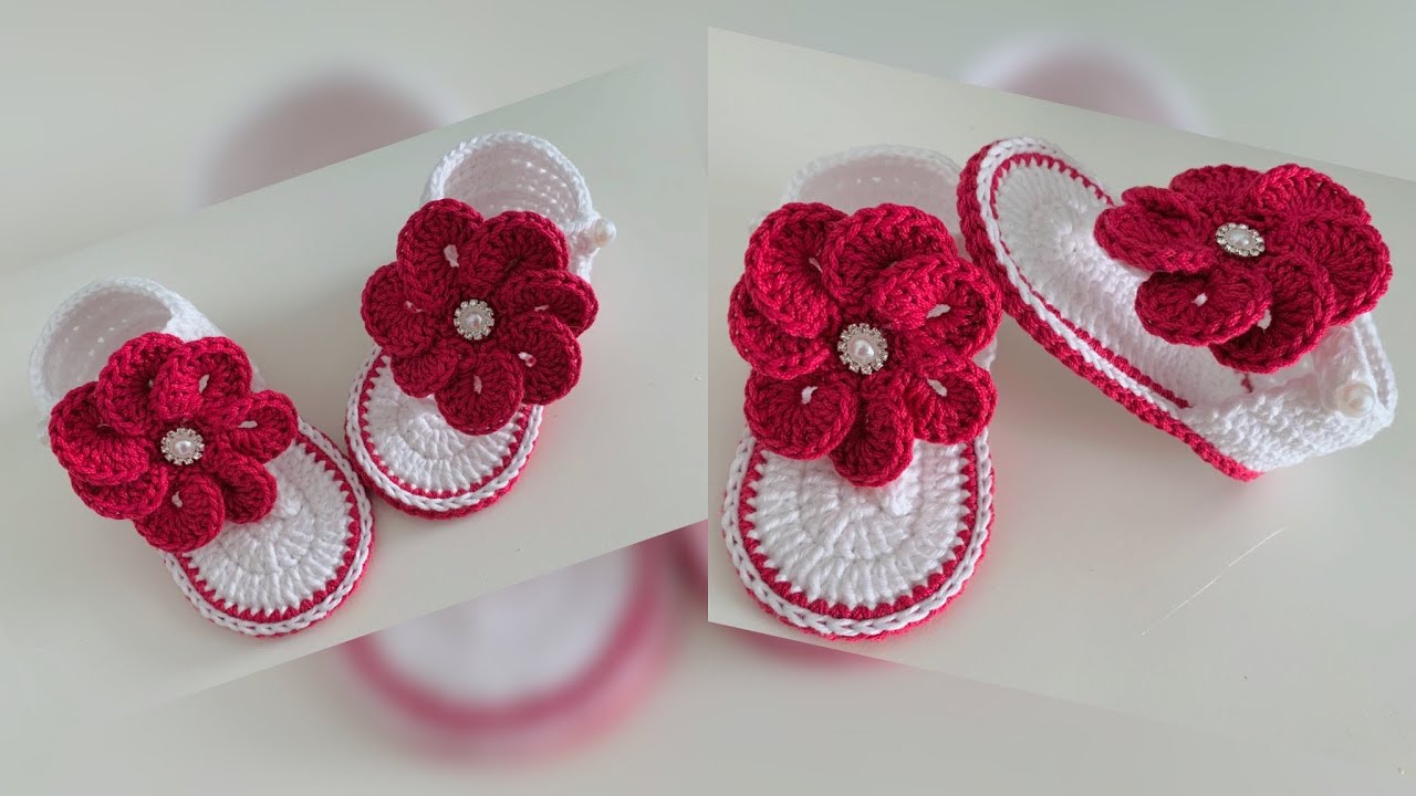 Sandalias para bebe tejidas a crochet | 3 a 6 meses | Facil de tejer | paso a paso | tejidos Bebe