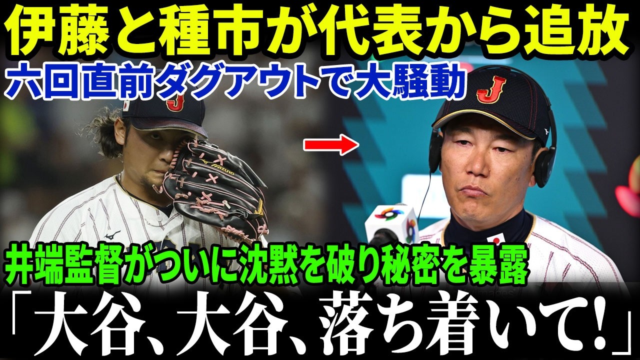 【緊急速報】伊藤大海と種市篤暉が代表から電撃追放！六回直前のダグアウトで大騒動が勃発、井端監督が沈黙を破り“衝撃の真相”を暴露し「大谷、落ち着け！」と叫んだ！