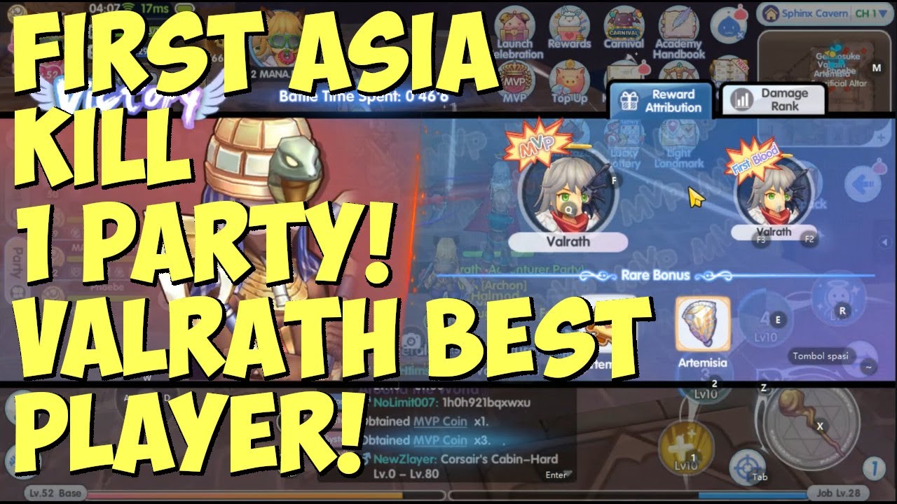 SOLO PARTY MVP PHARAOH RAGNAROK X PERTAMA DI DUNIA! FIRST KILL! (SERVER ASIA) | BEST PLAYER VALRATH