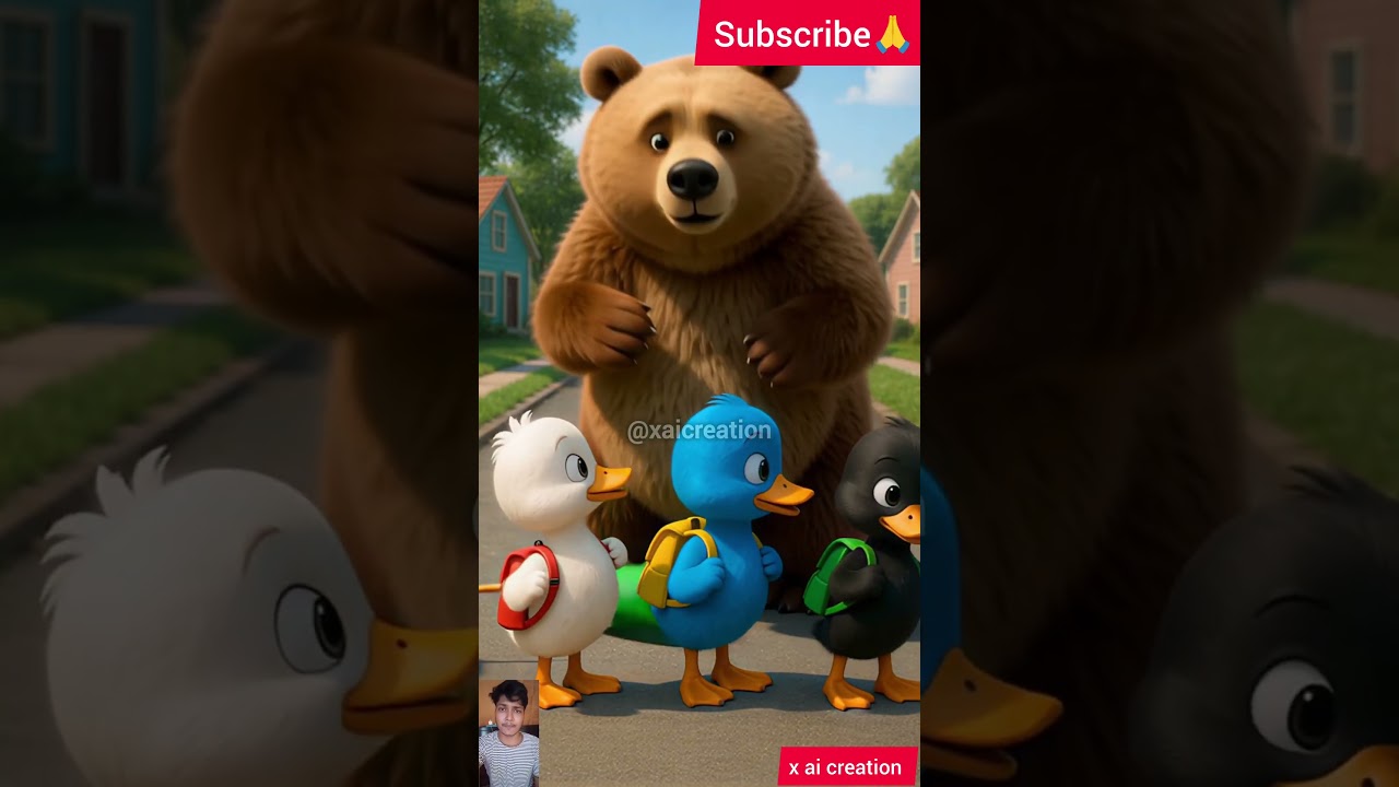 chota bacca 🦆🦝 || The bear took the ducks out for a trip. 🌸 | #ai #cute #bear #duck #shorts