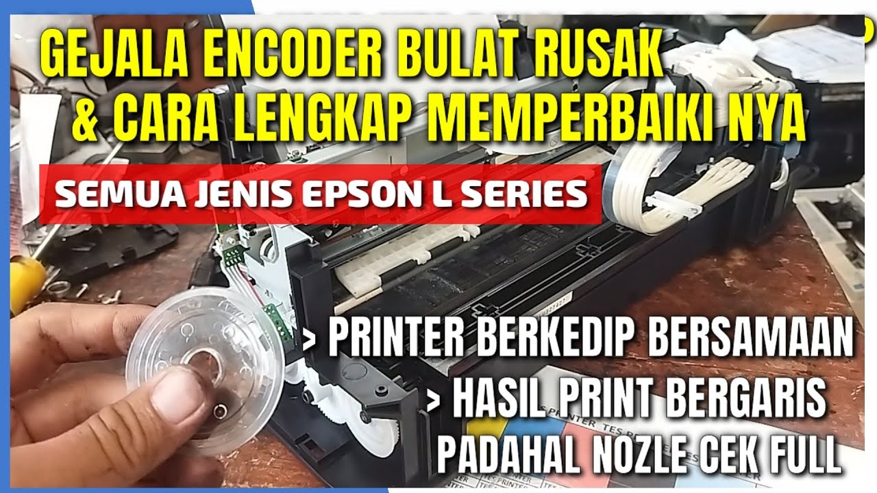 Epson l121 lampu berkedip berbarengan dan Tulisan bergaris padahal nozle cek full