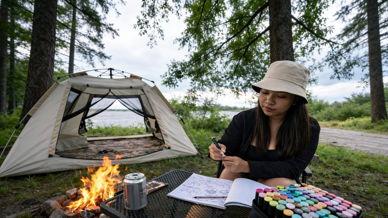 SOLO CAMPING ON A PERFECT SUNNY DAY🌞 | Cozy Tent & Peaceful Nature Escape