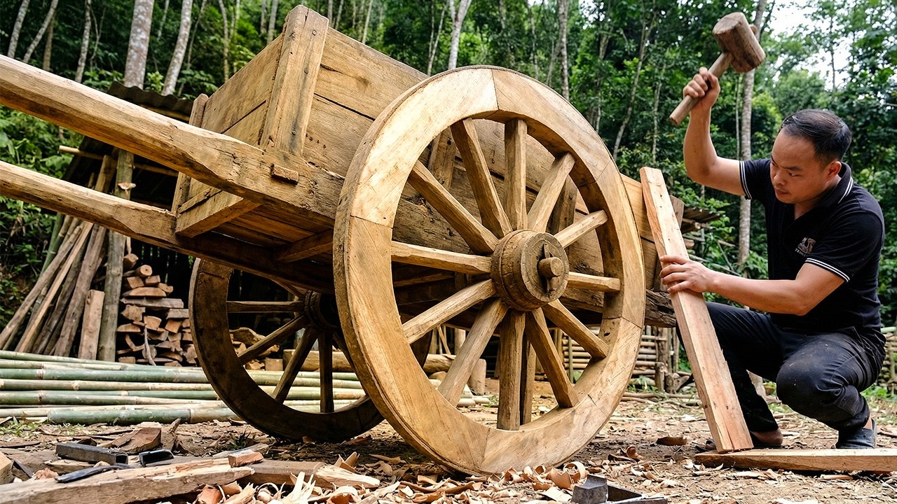 Primitive Skills: Duong Rebuilds a Destroyed Wheelbarrow from Scratch