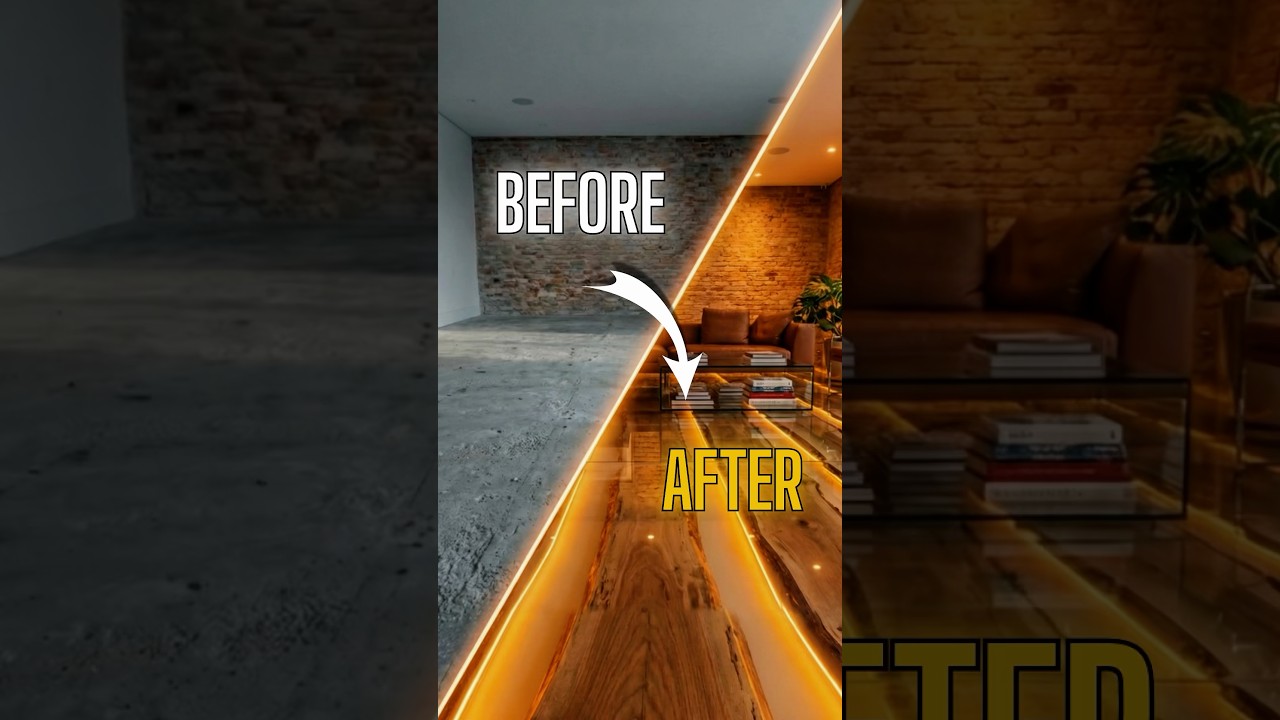 Glowing Epoxy & Live-Edge Wood Floor Timelapse! #shorts #interiordesign #epoxy