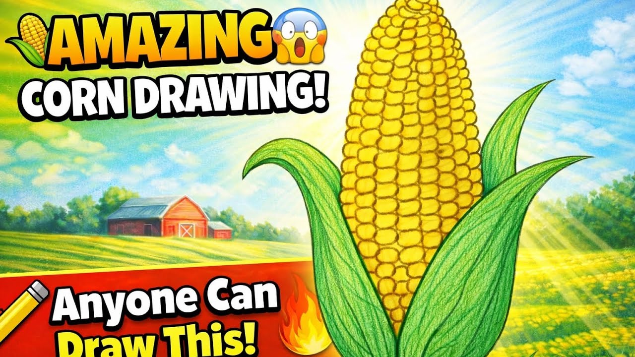 Corn Drawing for Beginners 🌽 | Easy & Realistic! #drawing #art #viral #trending #viralvideo #youtube