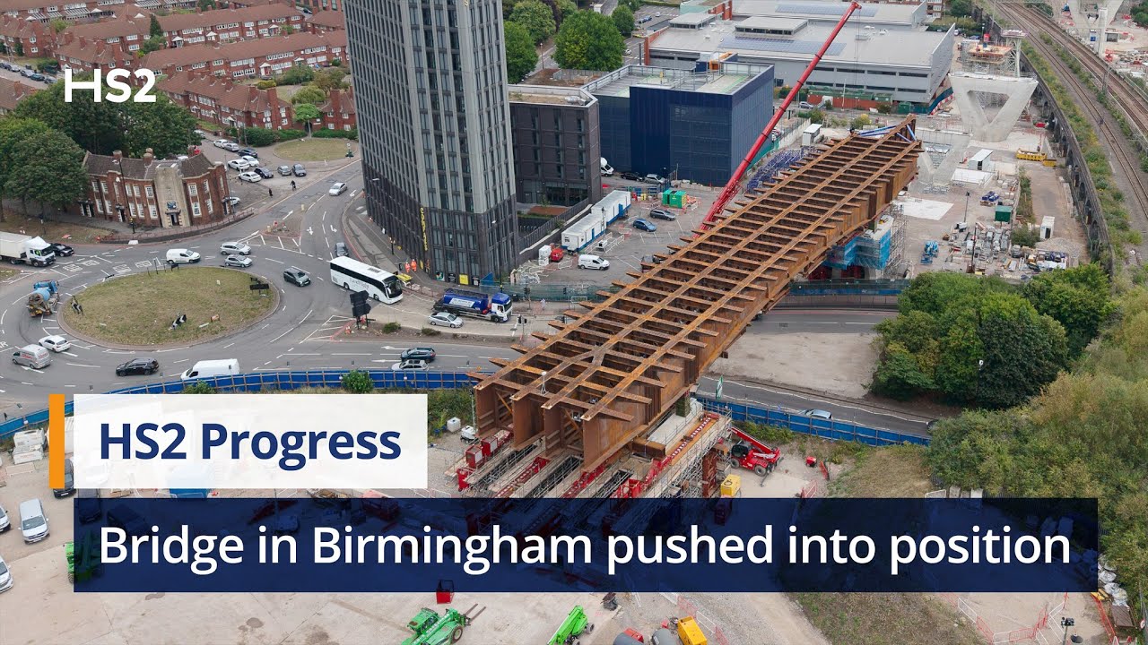 Huge HS2 bridge move completed in Birmingham ahead of schedule