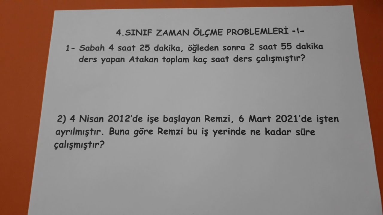 4.sınıf zaman ölçme problemleri -1- @Bulbulogretmen  #matematik #zaman #saat #dakika #gün #problem