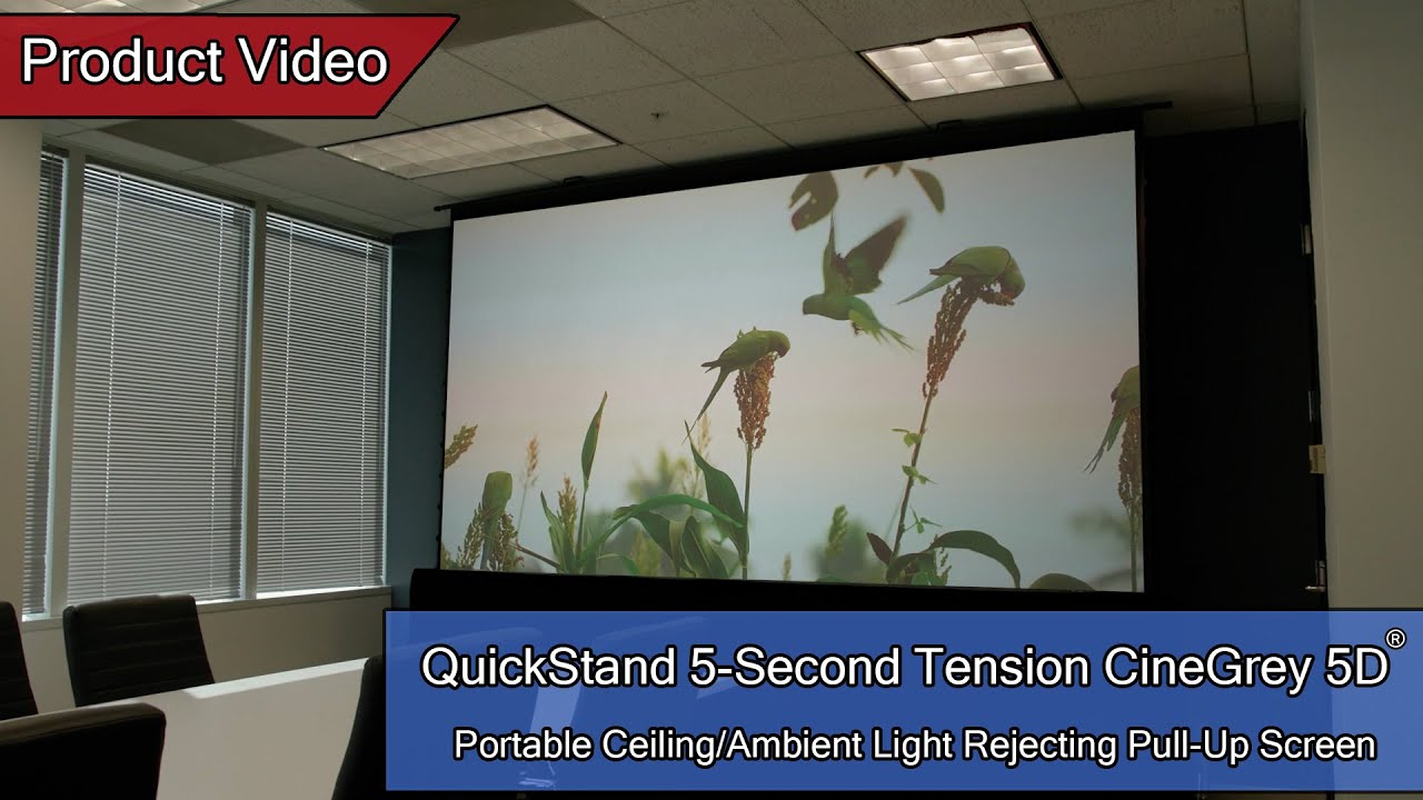 EliteScreens QuickStand 5-Second Tension CineGrey 5D|Portable Ceiling Ambient Light Rejecting Screen