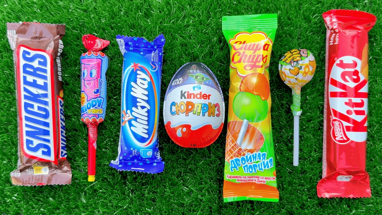 ASMR Most Popular Candys / some lots of colorful rainbow lollipop candy / unpacking chocolate eat