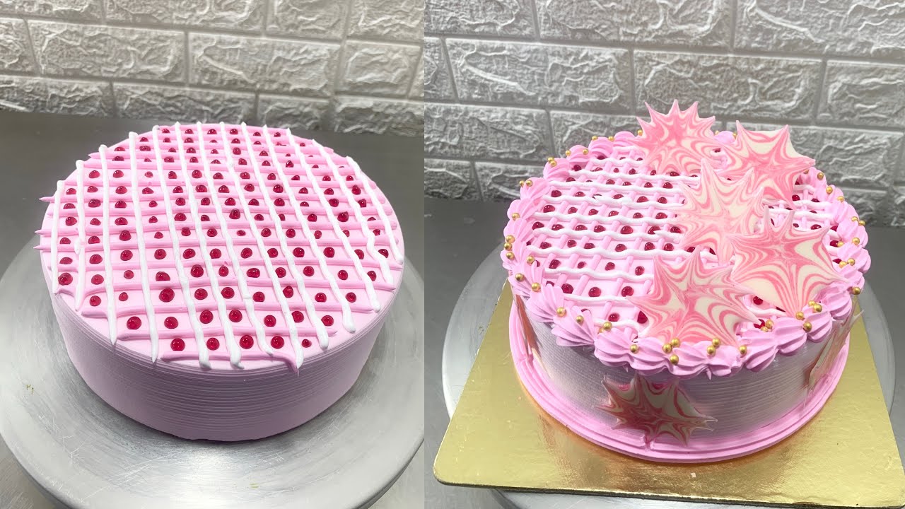 Strawberry Delight Cake with White & Pink Chocolate Garnish | Stunning Marble Design