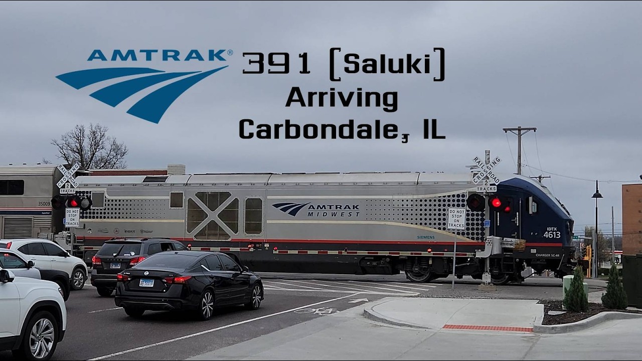 Amtrak 391 (Saluki) Arriving in Carbondale, IL with DrSeussFan200 Onboard