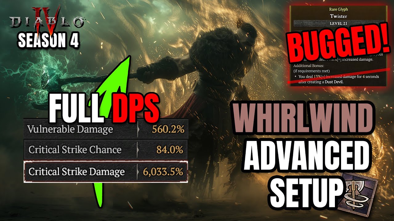 ADVANCED WW BARB SETUP - FULL DPS & Twister Glyph bugged Diablo 4 Season 4