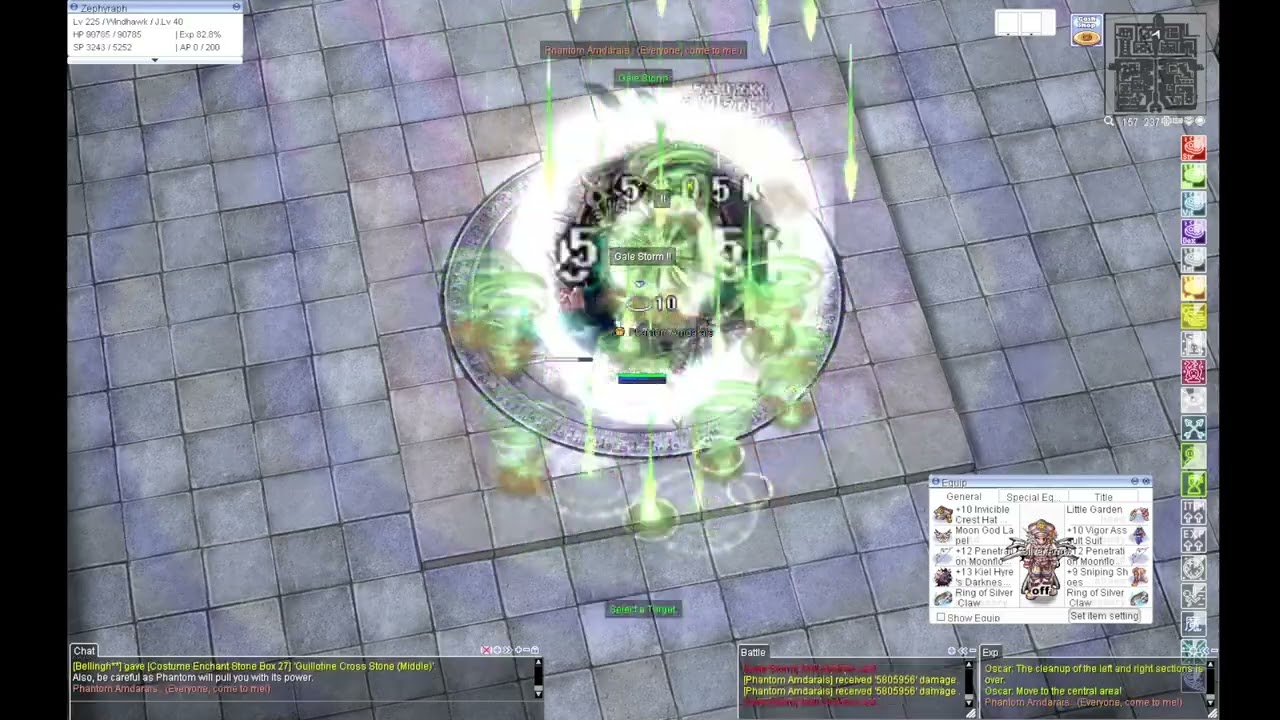 [iRO] Windhawk Gale Storm VS Phantom Amdarais Lv. 2 (ft. Moon God Lapel and Moonflower Bow)